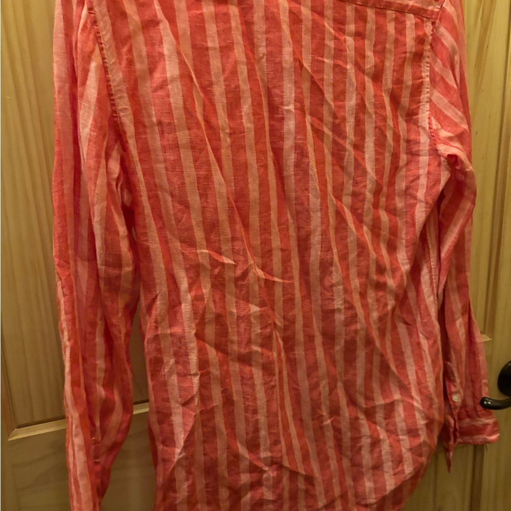 Michael Kors linen Men's Striped red Shirt size small - Picture 4 of 5